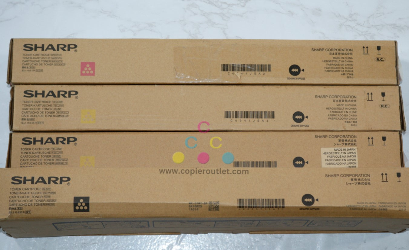 4 OEM Sharp MX-4110N,MX-4111N,MX-4140N,MX-4141N MX-51NT MYYK Toners (No Cyan)