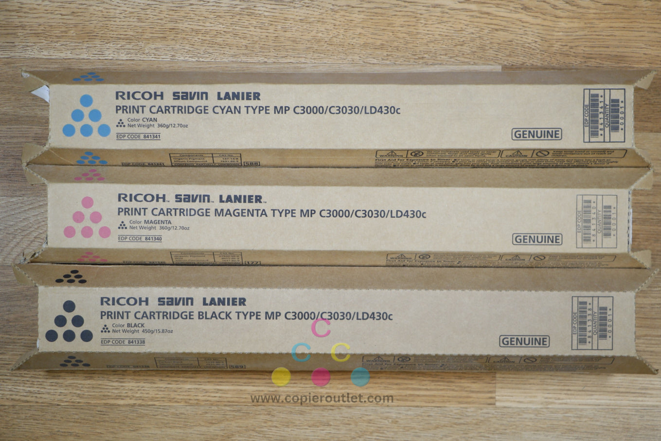 Genuine Ricoh MP C3000 C3030 LD430C Cyan Magenta Black Print Cartridges Same Day