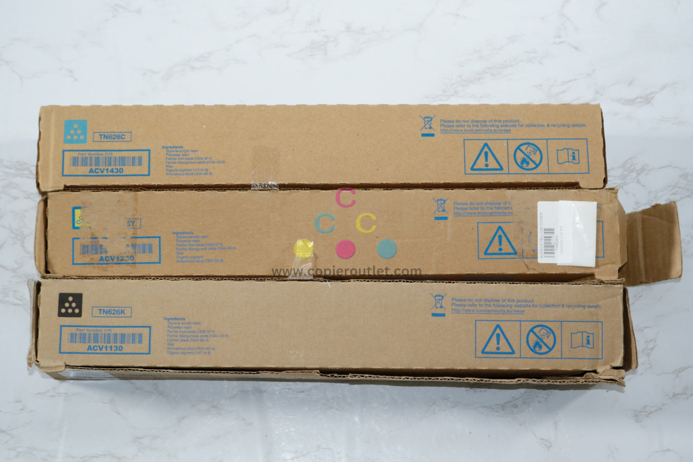 3 Cosmetic OEM Konica Bizhub C450i/C550i/C650i TN626 CYK Toners  ACV1430,230,130