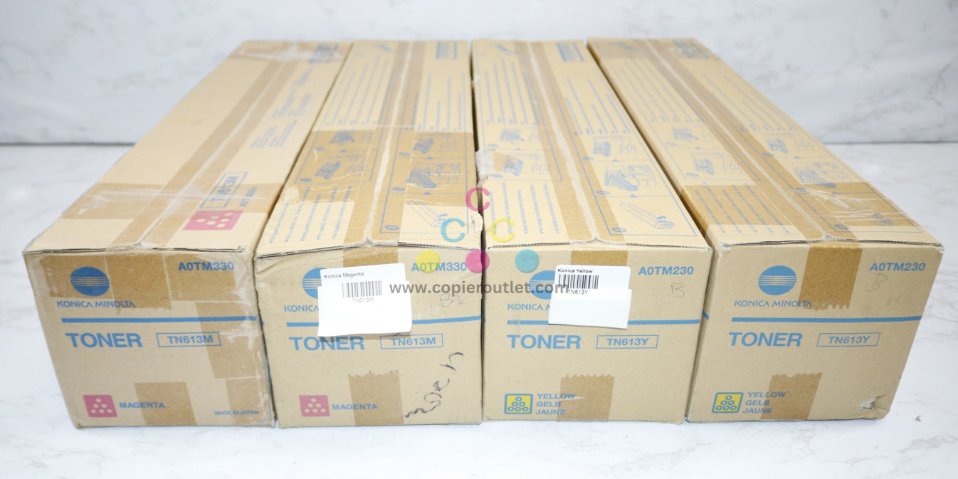 4 OEM Konica Minolta BH C452,C552,C652 MMYY Toners TN613M,TN613Y Same Day Ship