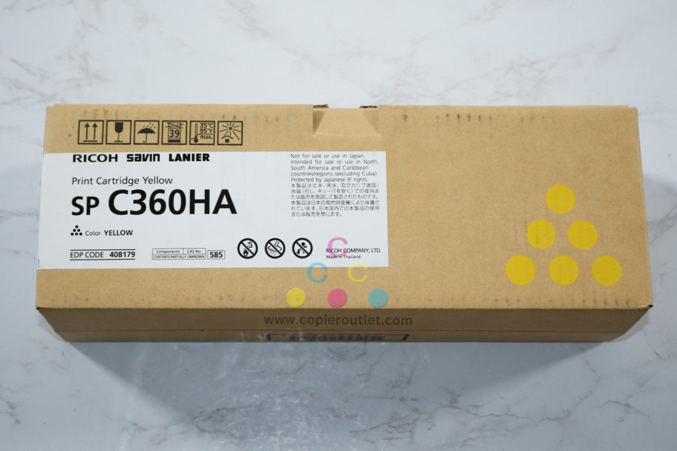 New OEM Ricoh SP C360HA, C360DNW, C361SFNW Yellow High Capacity Toner 408179