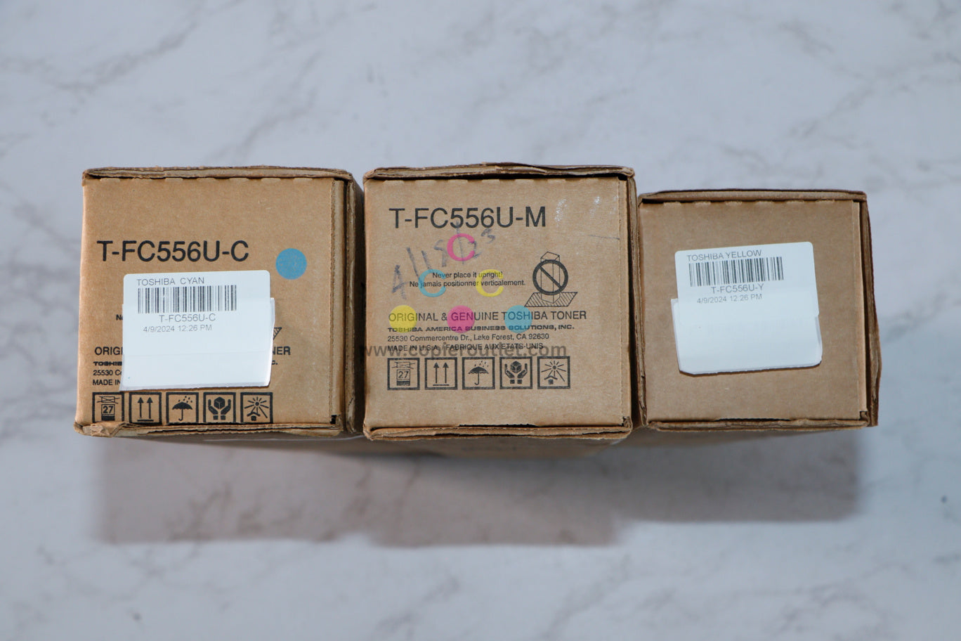 3 New OEM Toshiba eSTUDIO 5506, 5606, 6506, 7506 CMY Toner Cartridges T-FC556