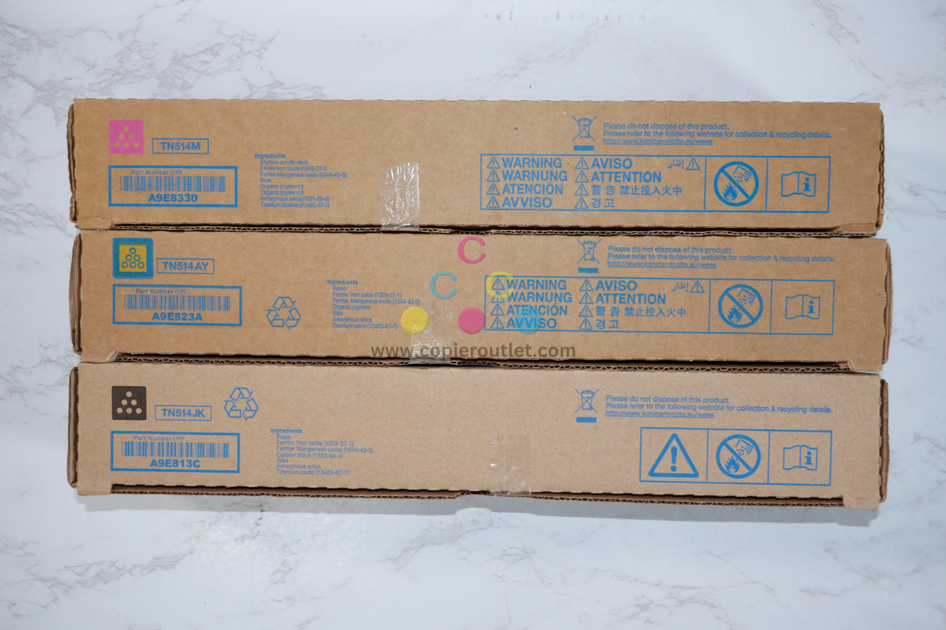 OEM Konica Minolta BizHubC458,C558,C658 MYJK Toner Set TN514M,TN514AY,