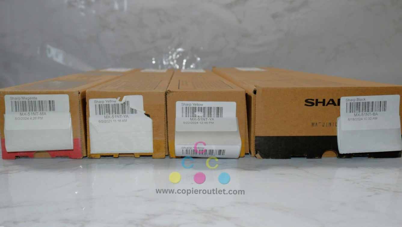 4 OEM Sharp MX-4110N,MX-4111N,MX-4140N,MX-4141N MX-51NT MYYK Toners (No Cyan)