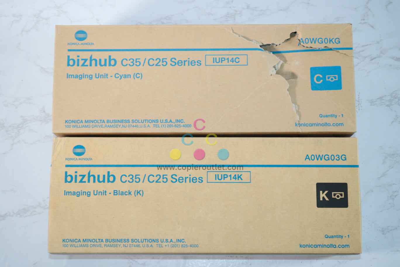 2 OEM Konica Bizhub C25,C35,C35P IUP14C & IUP14K Imaging Units A0WG0KG, A0WG03G