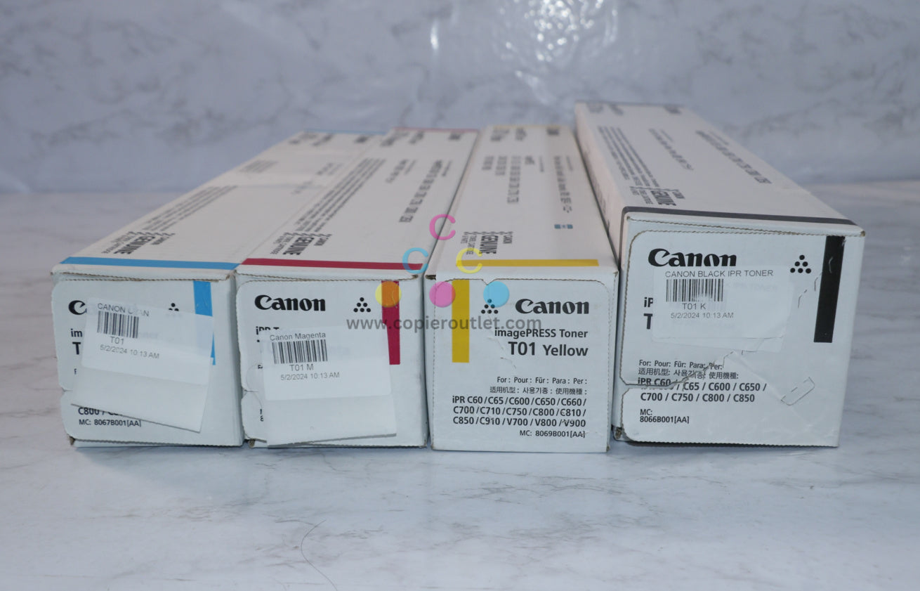 4 OEM Canon C60,C65,C600,C650,C660,C700,C710 T01 CMYK Toner Cartridges
