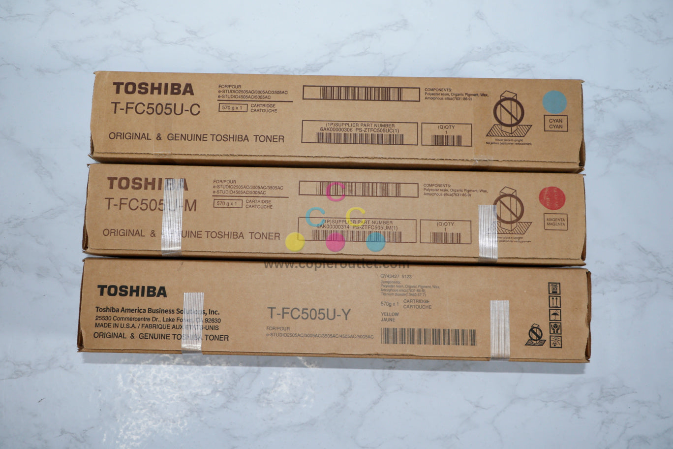 3 Genuine Toshiba EStudio 2505AC,3005AC,3505AC,4505AC T-FC505U CMY Toners