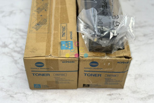 2 OEM Konica Minolta bizhub C750i, C751i TN715C & TN715K Toners ACP8430,ACP8130