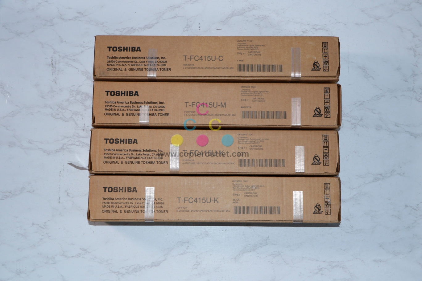 4 New OEM Toshiba eStudio 2515AC,3015AC,3515AC,4515AC CMKK Toner T-FC415U
