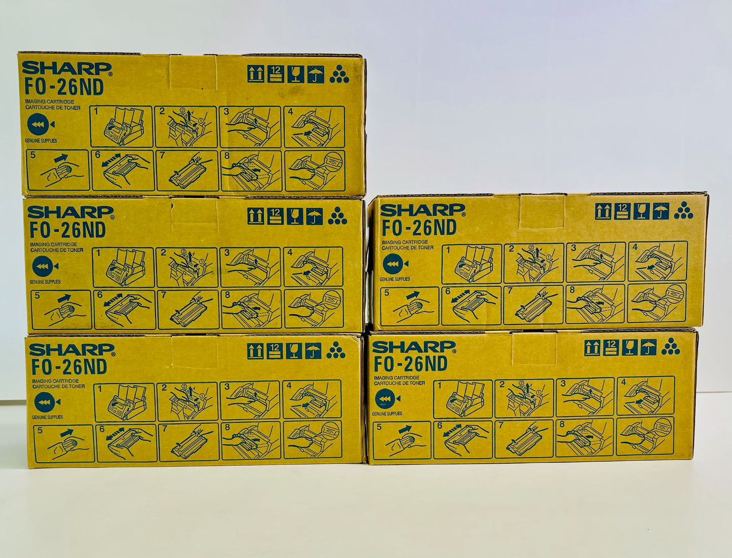 5 New Genuine Sharp F2700M, 2800, 3600M Black Toners FO-26ND, F026ND, F0-26ND