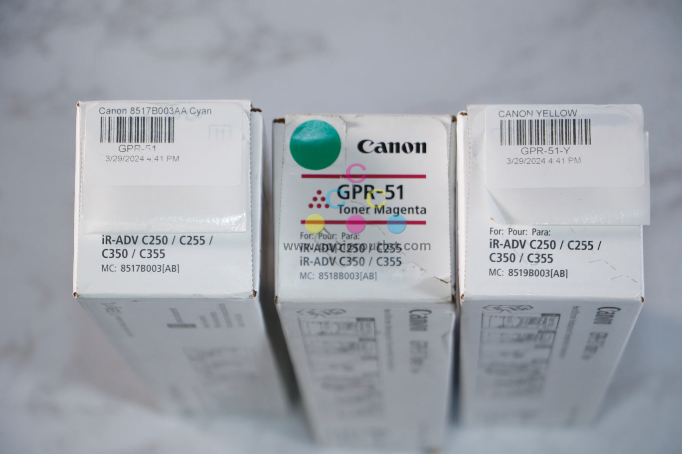 3 OEM Canon iR ADVANCE C250/C255/C350/C355 GPR-51 CMY Toner Cartridges