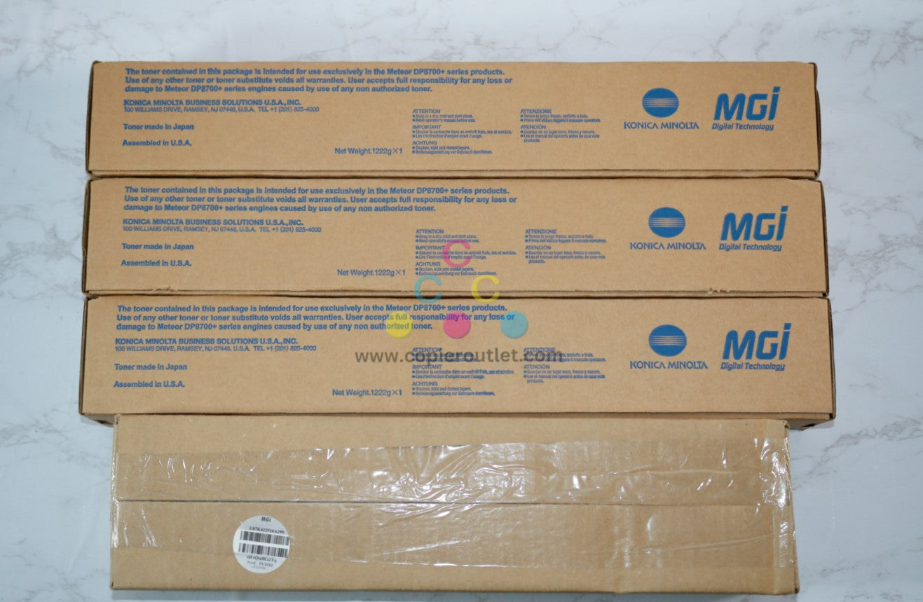 4 OEM Konica Minolta MGI Meteor DP8700+ Series CMYK Toners 14157C,14158M,14159Y,14160K