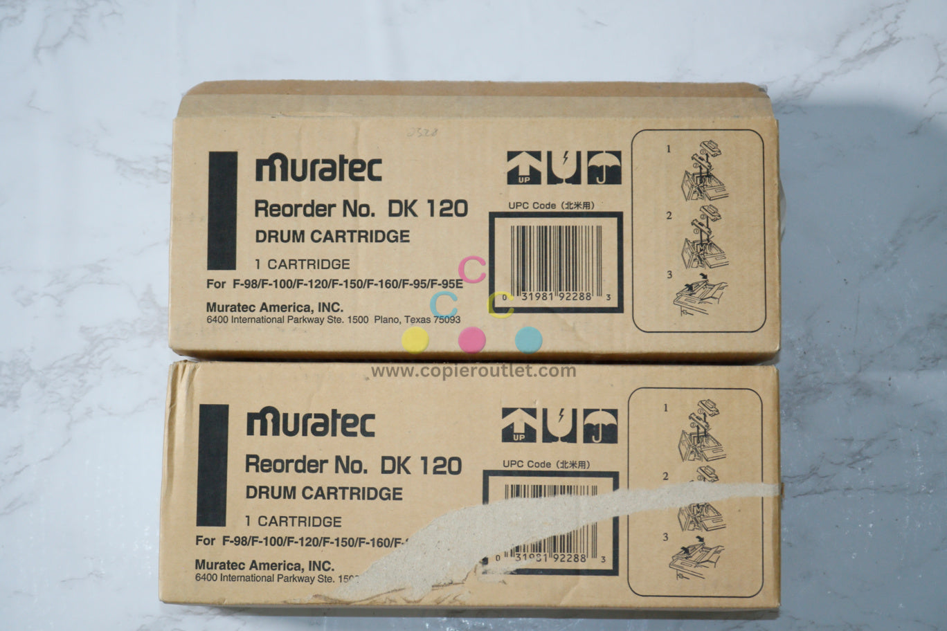 2 OEM Muratec F-98,F-100,F-120,F-150,F-160 Black Drum Cartridges DK 120 / DK120