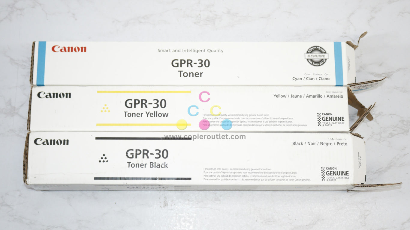 3 Open OEM Canon iR ADV C5045,C5250,C5255 CYK Toners GPR-30C,GPR-30Y,GPR-30K