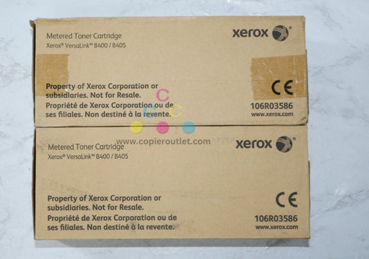 2 OEM Xerox VersaLink B400/B405 Black High Capacity Toners 106R03586 (1 New, 1 Open)