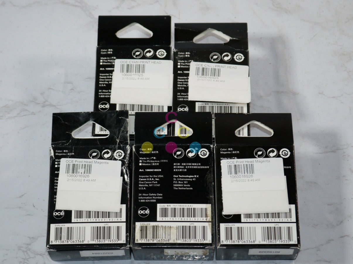 5 New OEM Oce TCS300,TCS500 CCMMM Printhead Cartridges 1060016925, 1060016926