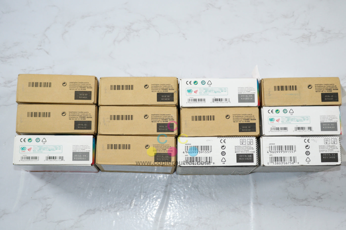 12 OEM Canon iPROGRAF 8000, 8010S PFI-301 PC,G,M,PGY,B,GY,MBK,BK Ink Tanks (Expired)