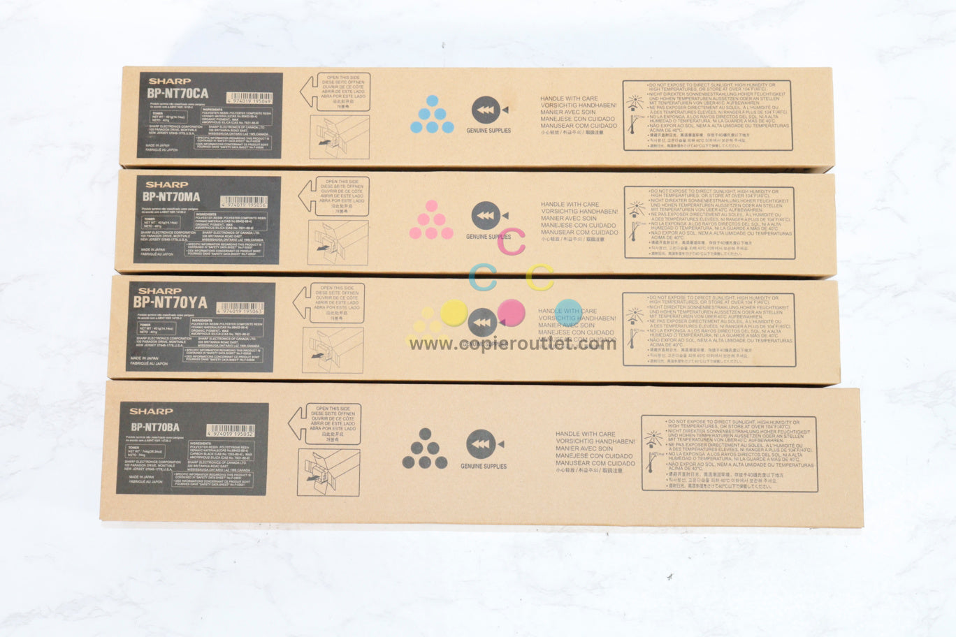 4 OEM Sharp BP-50C26, BP-50C31,BP-50C36,BP-50C45 CMYK Toners BP-NT70-CA,MA,YA,BA