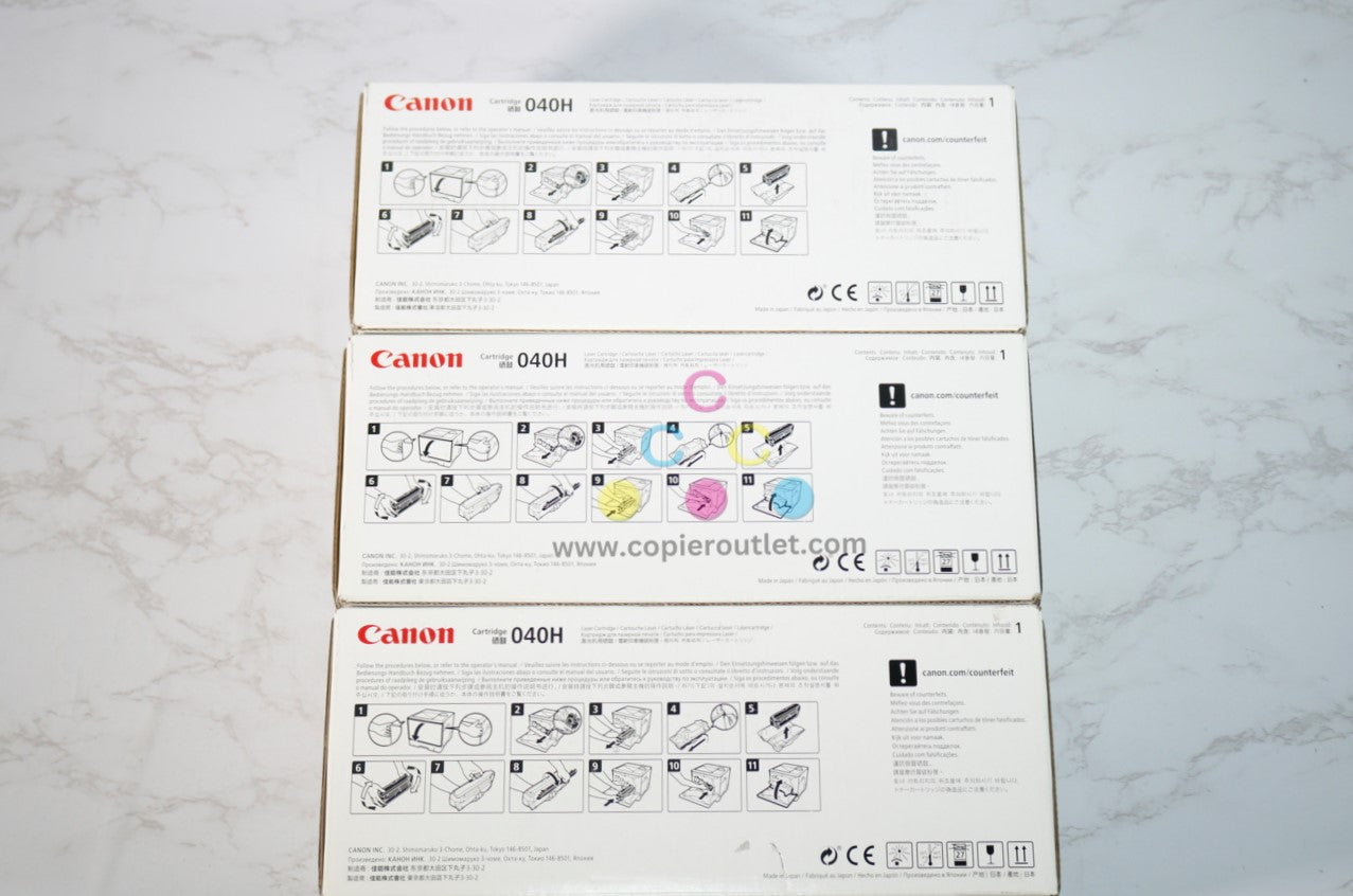 3 OEM Canon LBP710Cdn / LBP712Cdn, 040H MYK Toners 0461C001,0457C001,0455C001