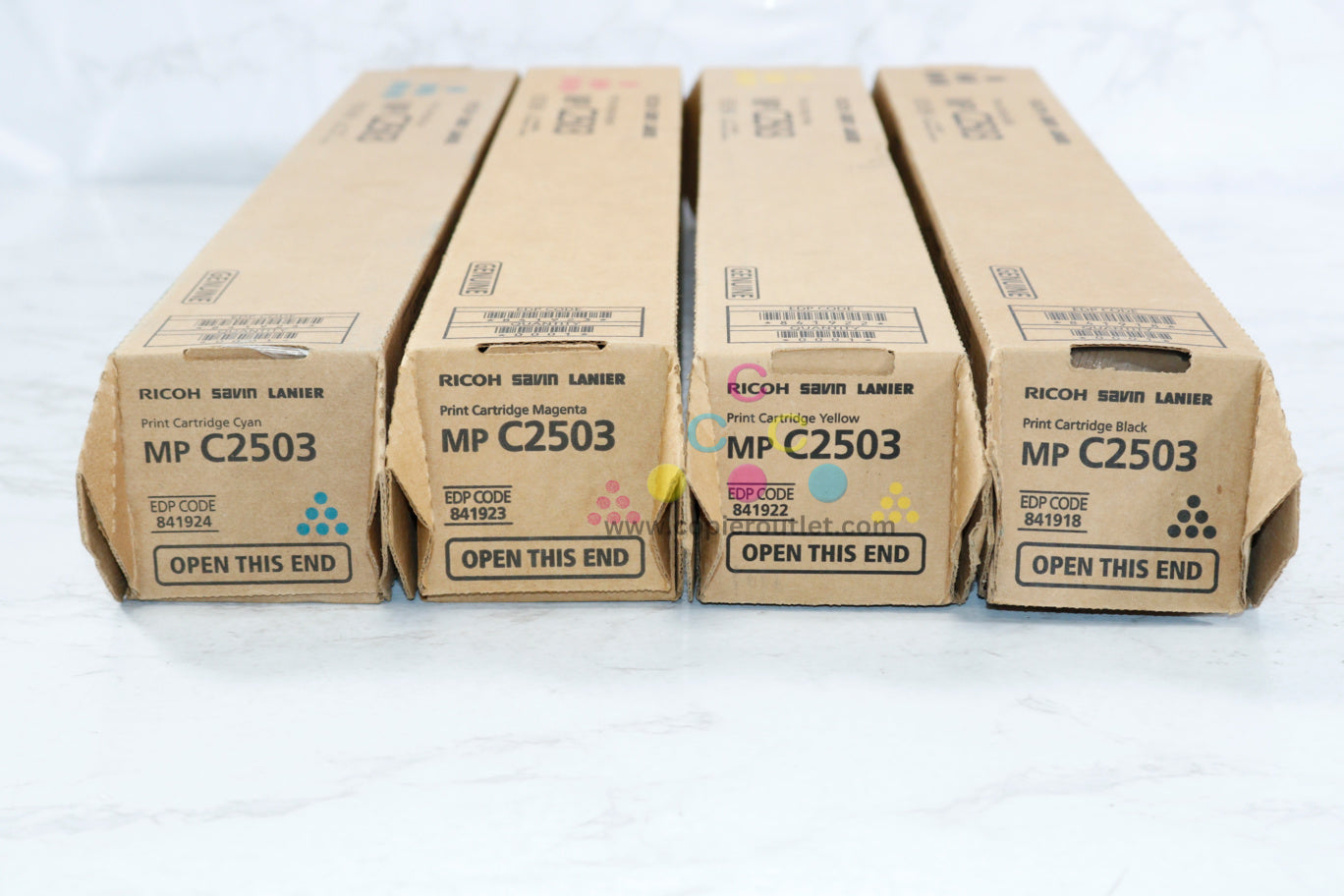 4 New OEM Ricoh MP C2503,C2003,C2004,C2504 CMYK Toners 841918,841922,23,24