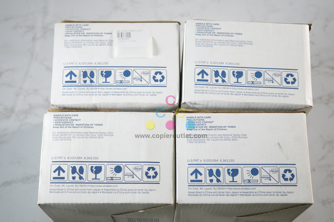 4 New OEM Oki C9300/C9500 Series Cyan & Black CKKK Toners 41963603, 41963604