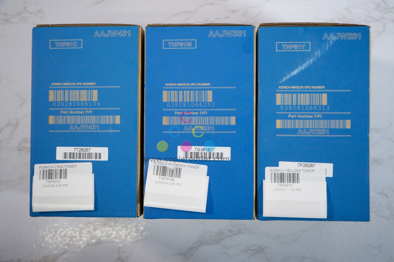 3 OEM Konica Minolta bizhub C4000i,C3300i CMY Toners TNP81CMY Same Day Ship