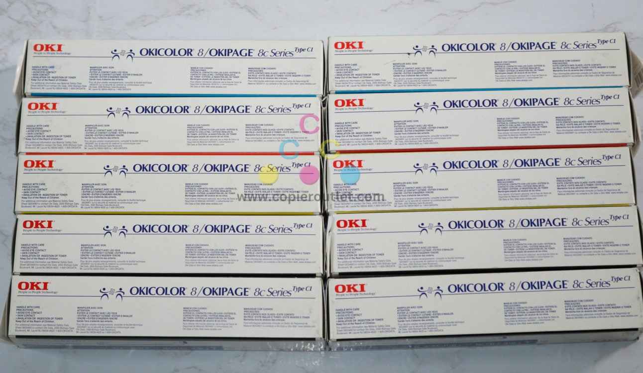 10 OEM OKICOLOR 8, OKIPAGE 8C Series CCMMYYKKKK Toners 41012301,302,303,304