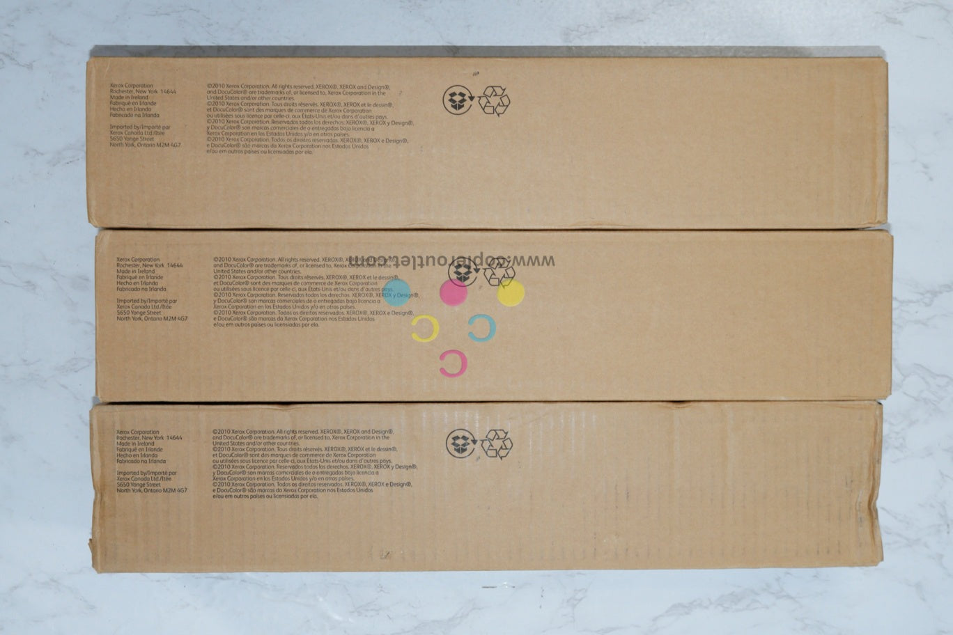 3 New OEM Xerox DocuColor 7000, 8000 CCY Toner Cartridges 006R01200, 006R01202