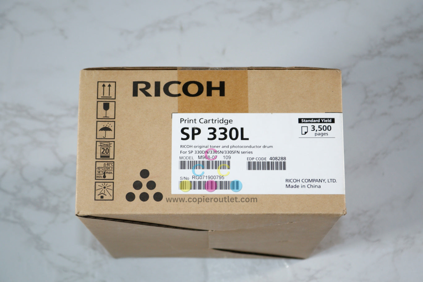 New OEM Ricoh SP330L, SP330DN, SP330SFN Black Print Cartridge 408288 / M968-07