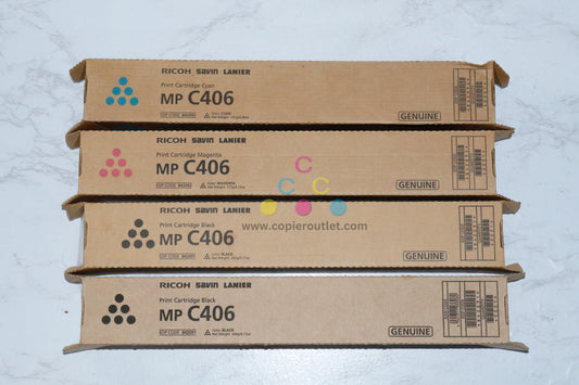 4 New OEM Ricoh MP C306,C307,C406 CMKK Toner Cartridges 842091, 842092, 842093