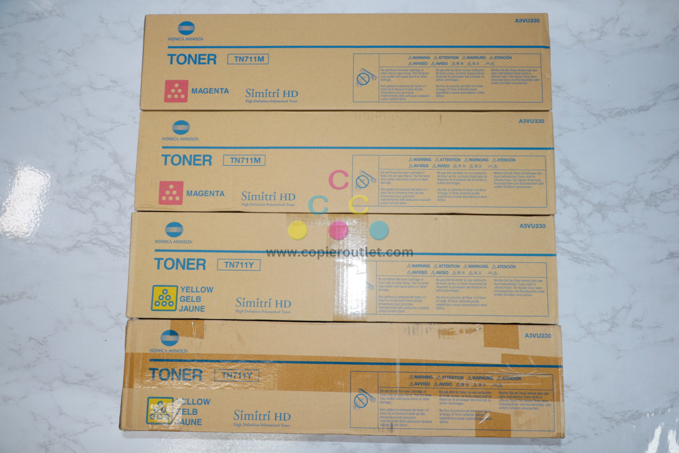 OEM Konica Minolta Bizhub C654,C654e,C754,C754e TN711MMYY Magenta & Yellow Toners