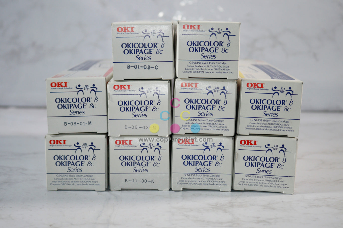 10 OEM OKICOLOR 8, OKIPAGE 8C Series CCMMYYKKKK Toners 41012301,302,303,304