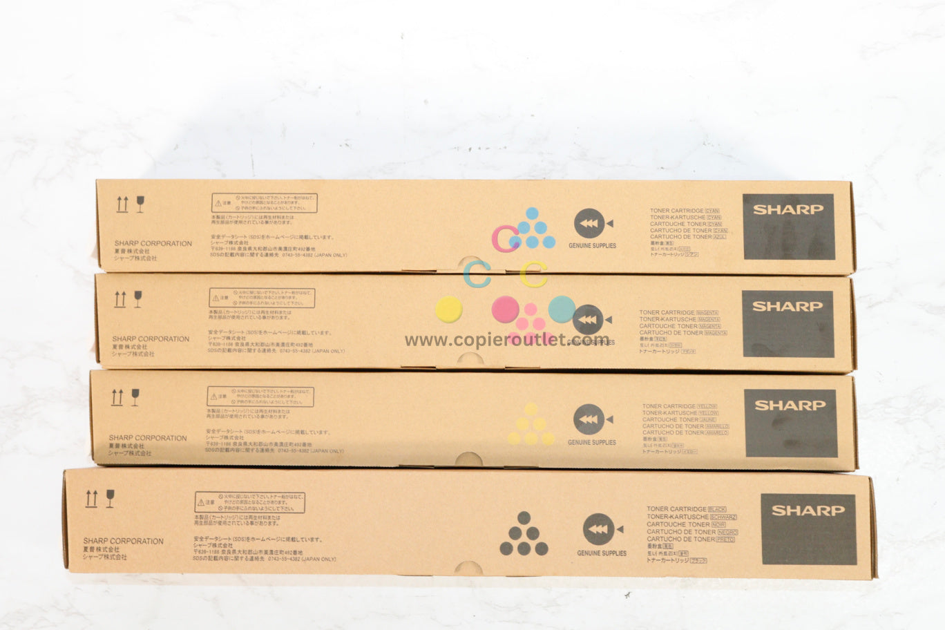 4 OEM Sharp BP-50C26, BP-50C31,BP-50C36,BP-50C45 CMYK Toners BP-NT70-CA,MA,YA,BA