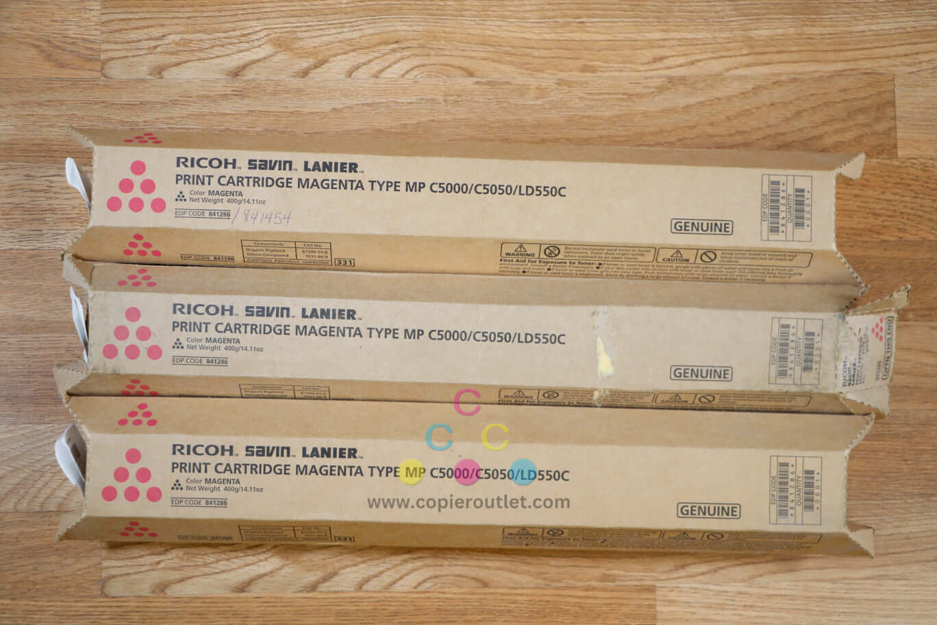 Lot of 3 Ricoh Savin Lanier 841286 Magenta Print Cartridge MP C5000 C5050 LD550C