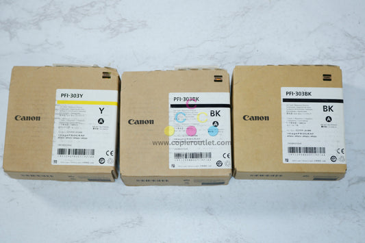 3 OEM Canon iPF810/iPF815/iPF820/iPF825 PFI-303Y,PFI-303BK Pigment Inks (Expired 2015/2017)