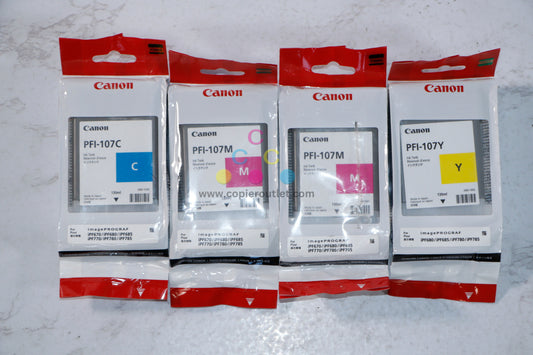 4 New OEM Canon iPF670,680,685,770,780,785 CMMY Ink Tank Cartridges PFI-107