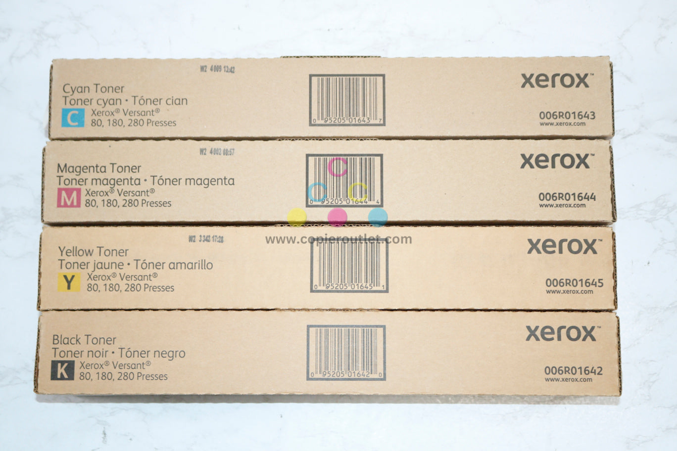 New OEM Xerox Versant 80,180,280 Press CMYK Toner Set 006R01642,1643,1644,1645