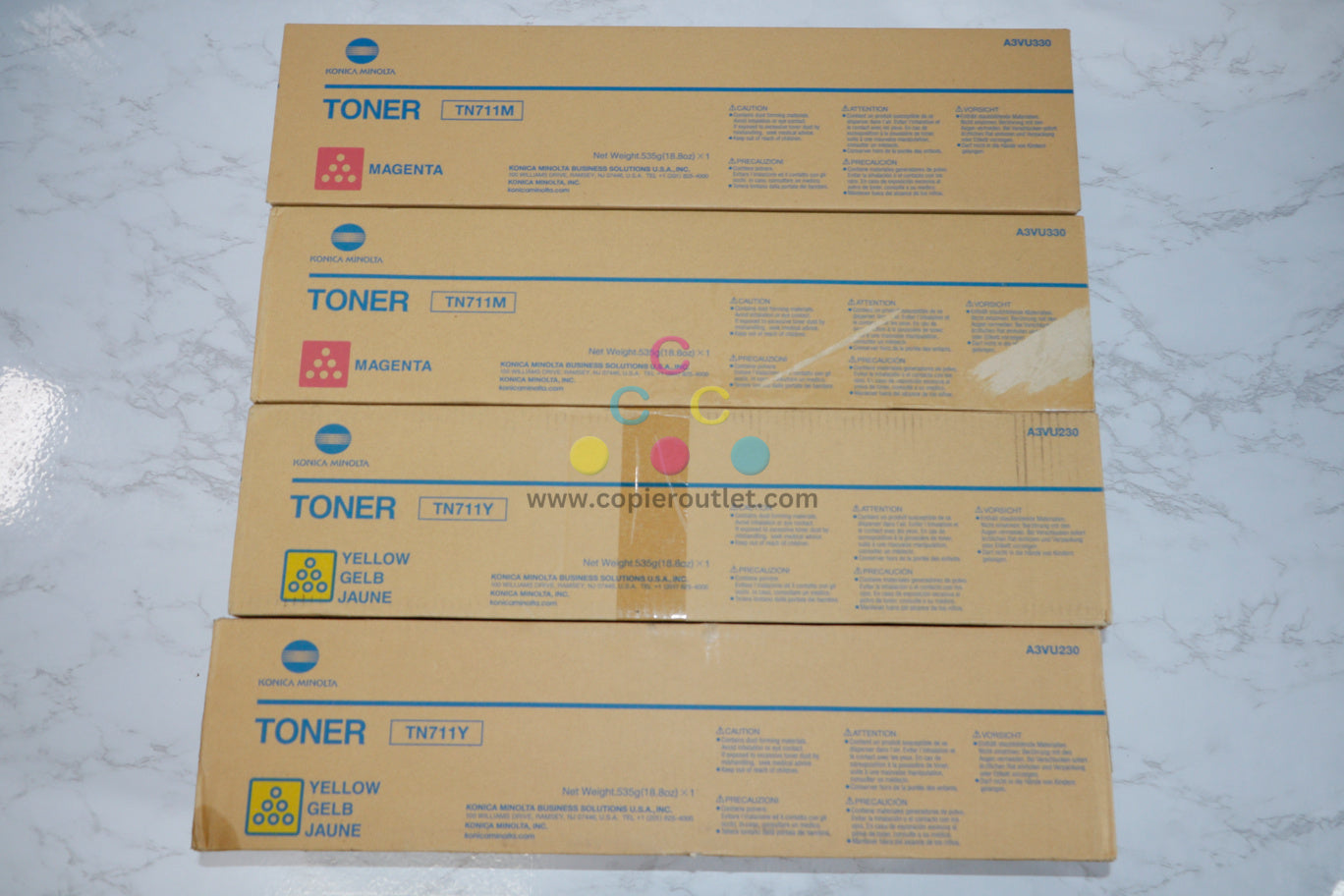 OEM Konica Minolta Bizhub C654,C654e,C754,C754e TN711MMYY Magenta & Yellow Toners