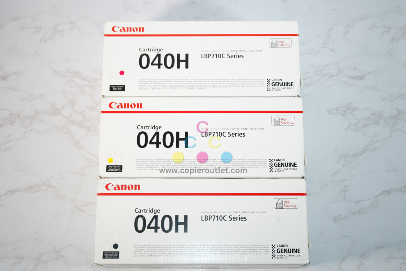 3 OEM Canon LBP710Cdn / LBP712Cdn, 040H MYK Toners 0461C001,0457C001,0455C001