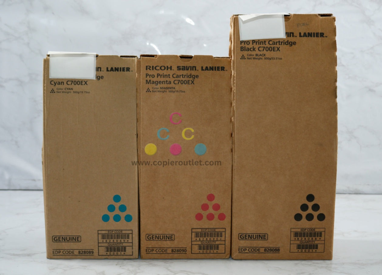 3 New OEM Ricoh C550EX,C700EX Pro Print Cartridge CMK 828088,828089,828090