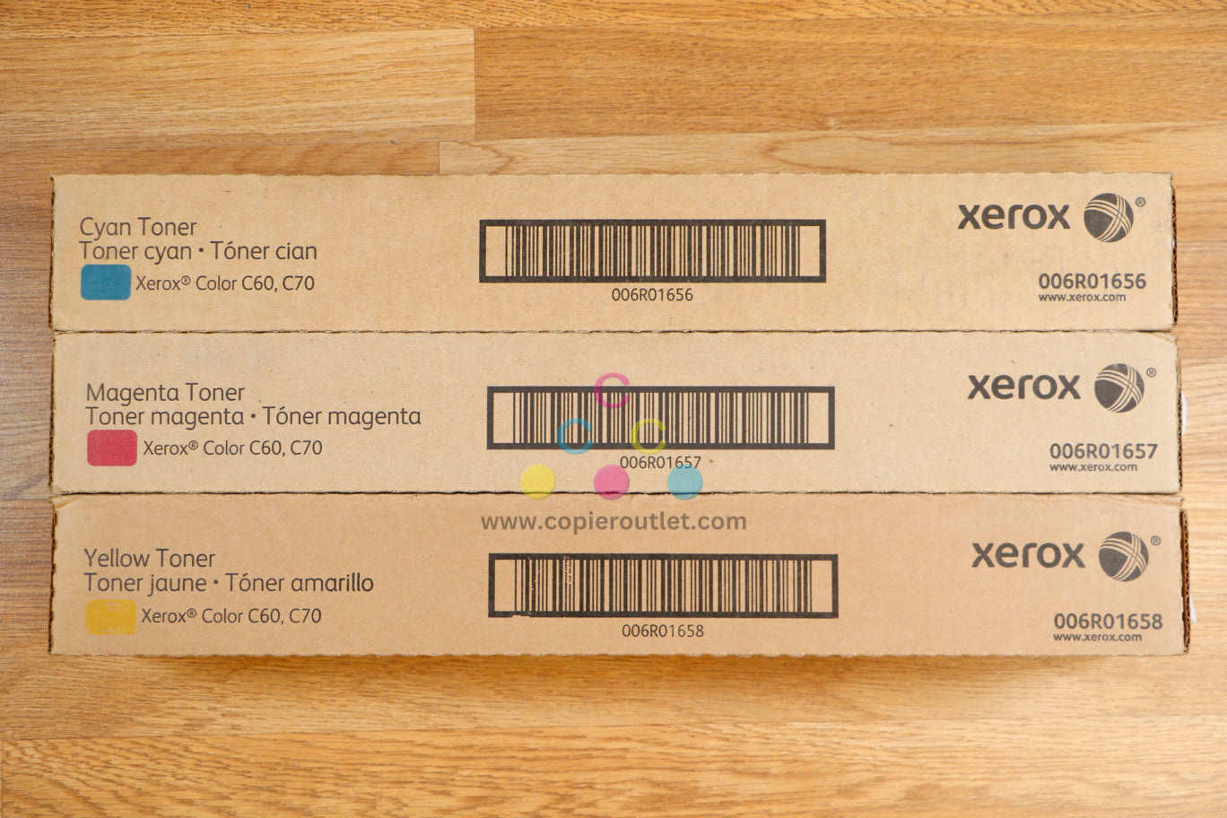 New Genuine Xerox Cyan, Magenta & Yellow Toners ColorC60 C70 006R01656,57,58