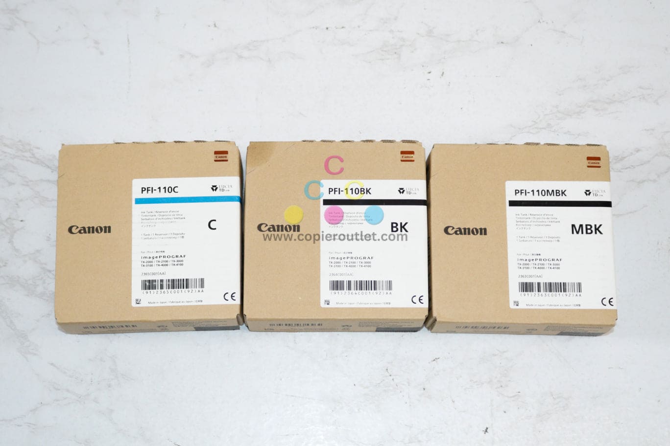 3 OEM Canon TX2000,TX3000,TX4000 Ink Tanks PFI-110C,PFI-110BK,PFI-110MBK (2025)