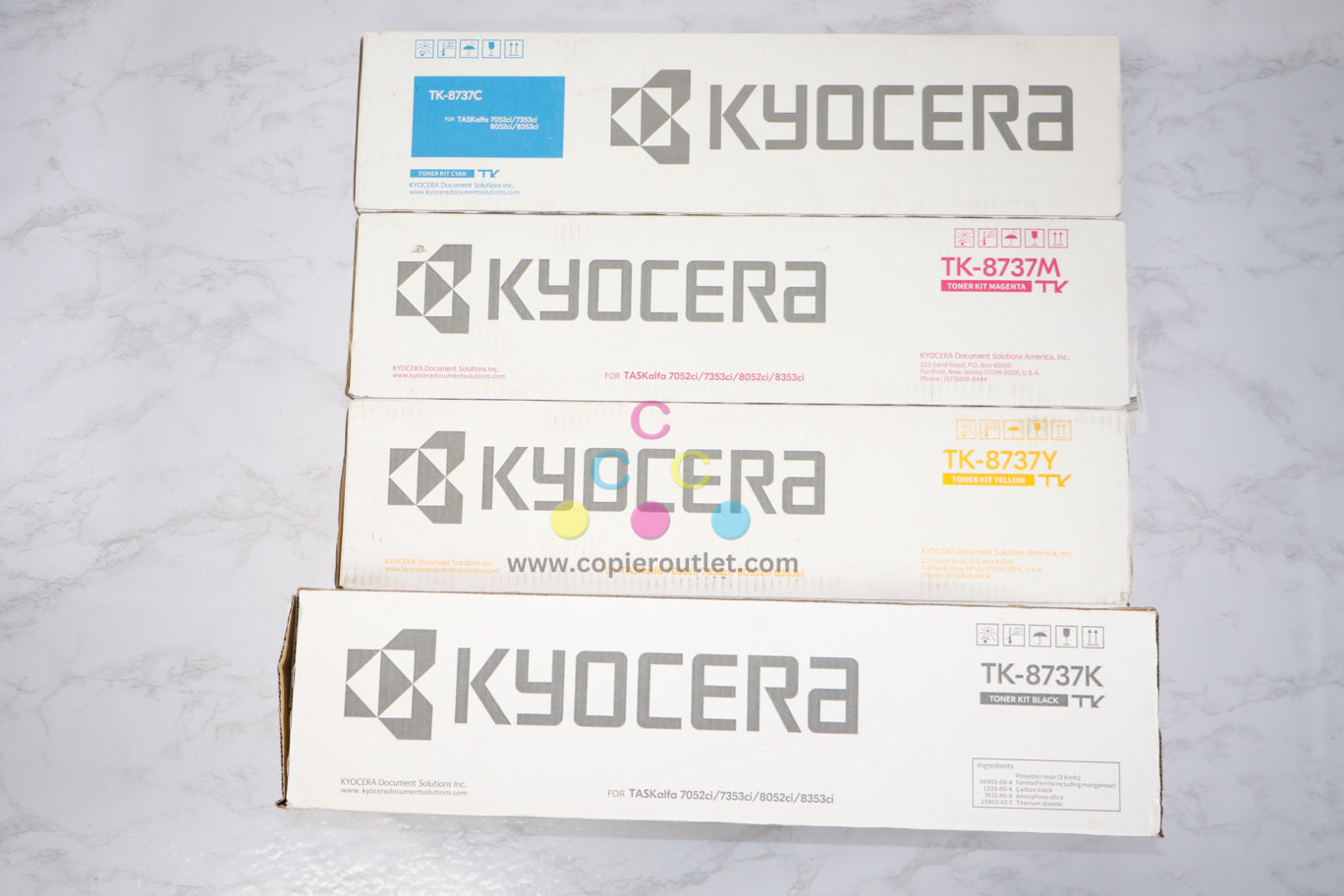 New OEM Kyocera TASKalfa7052ci, 7353ci, 8052ci, 8353ci TK-8737CMYK Toner Set