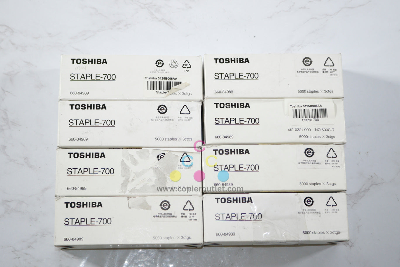 8 OEM Toshiba MG2011,MG2012,MG2015 STAPLE-700 Cartridges 660-84989, No.500C-T