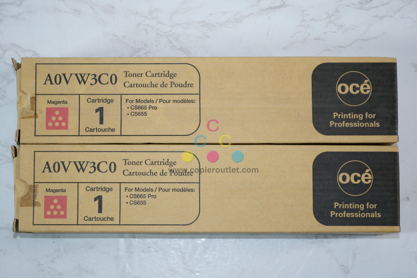 2 Open OEM Oce CS655,CS655Pro,CS665,CS665Pro Magenta Toner Cartridges A0VW3C0