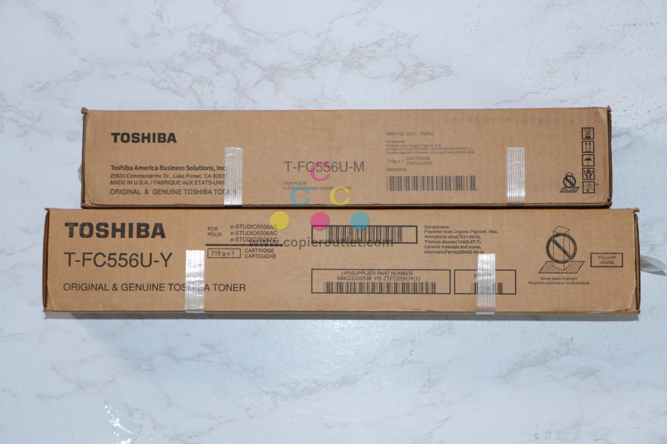 2 New OEM Toshiba eSTUDIO 5506,5606,6506,7506 Toners T-FC556U-M, T-FC556U-Y