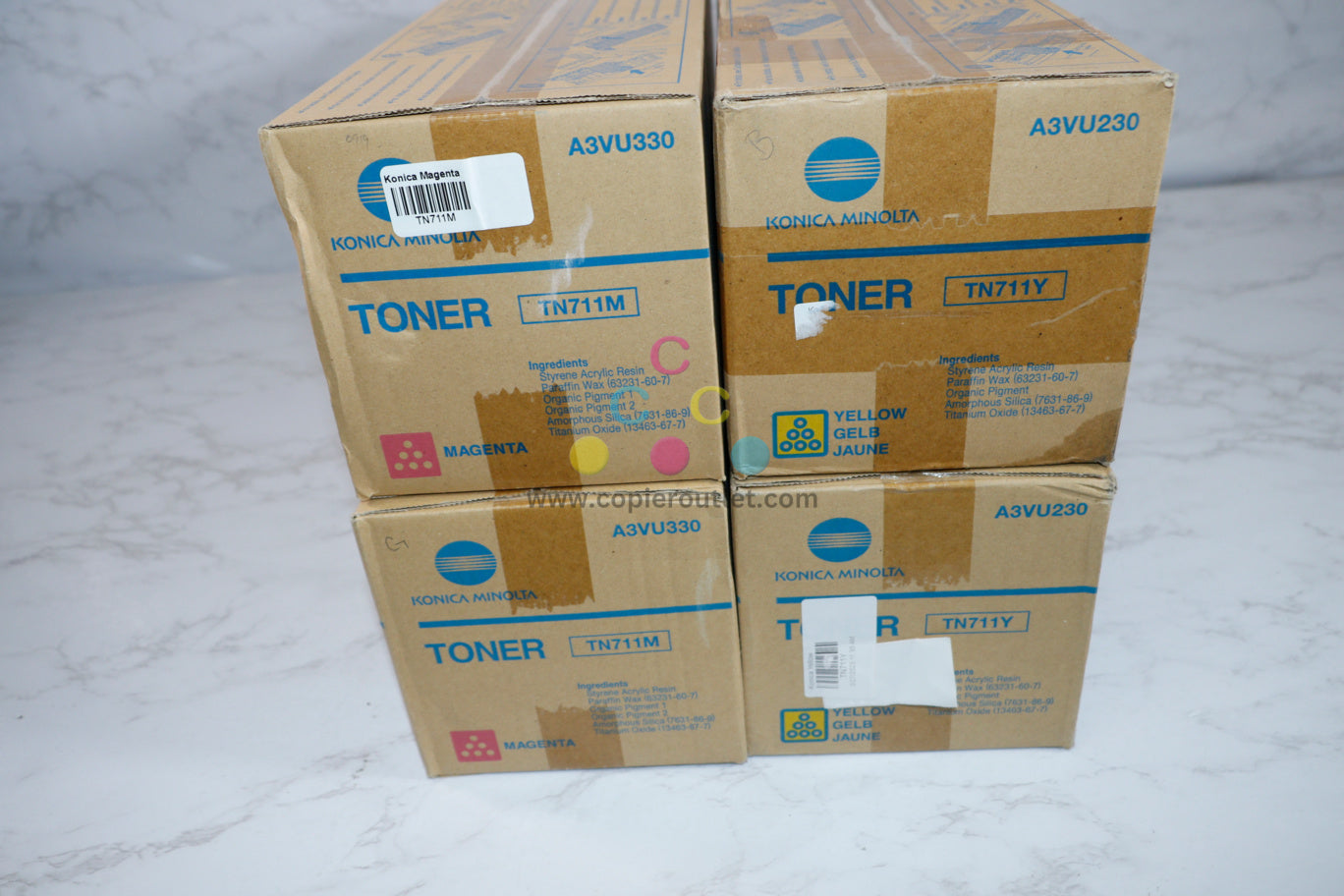 OEM Konica Minolta Bizhub C654,C654e,C754,C754e TN711MMYY Magenta & Yellow Toners