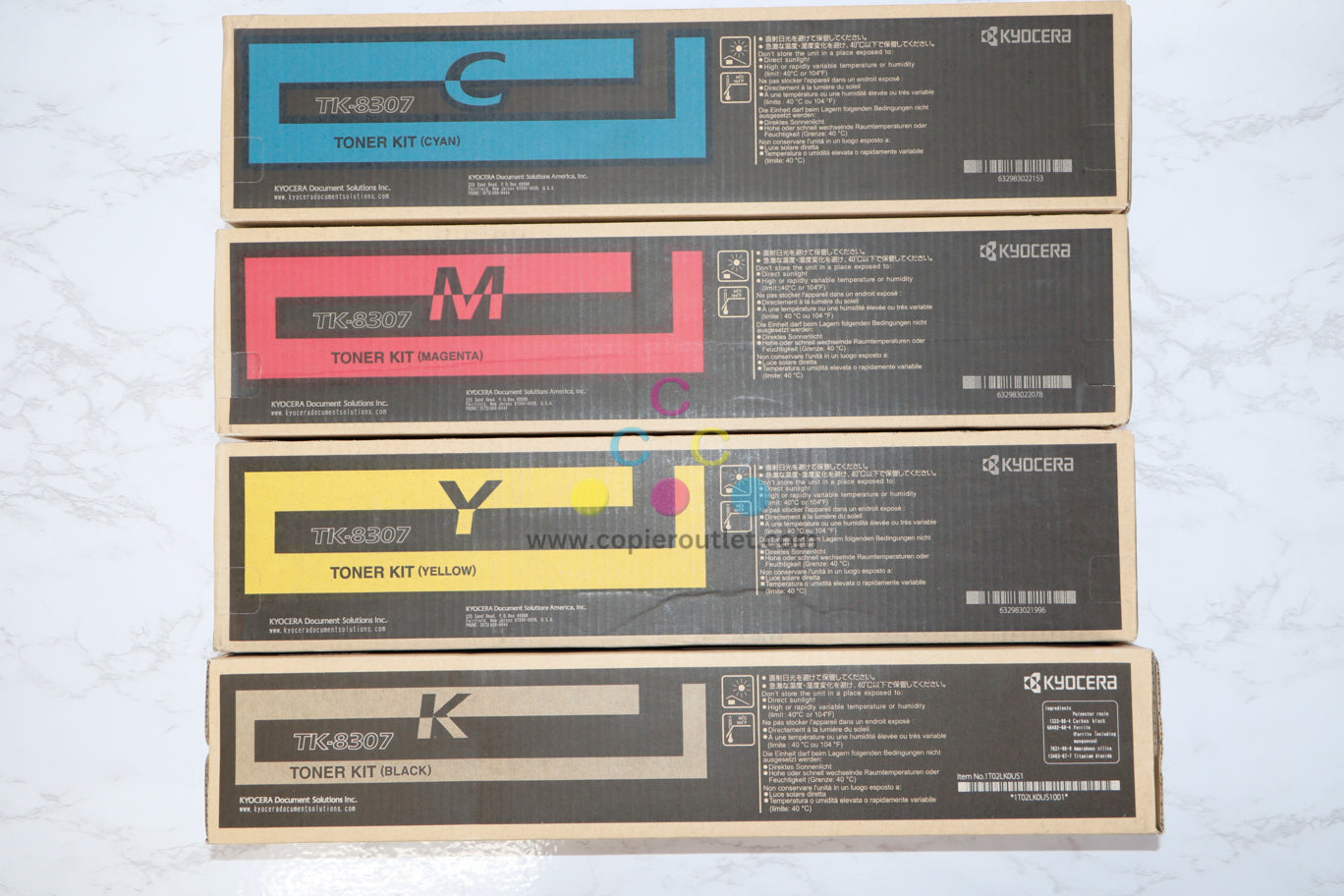 New OEM Kyocera TASKalfa 3050ci,3051ci,3550ci,3551ci TK-8307CMYK Toner Full Set