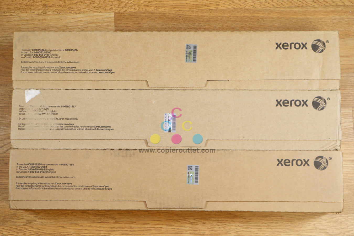 New Genuine Xerox Cyan, Magenta & Yellow Toners ColorC60 C70 006R01656,57,58