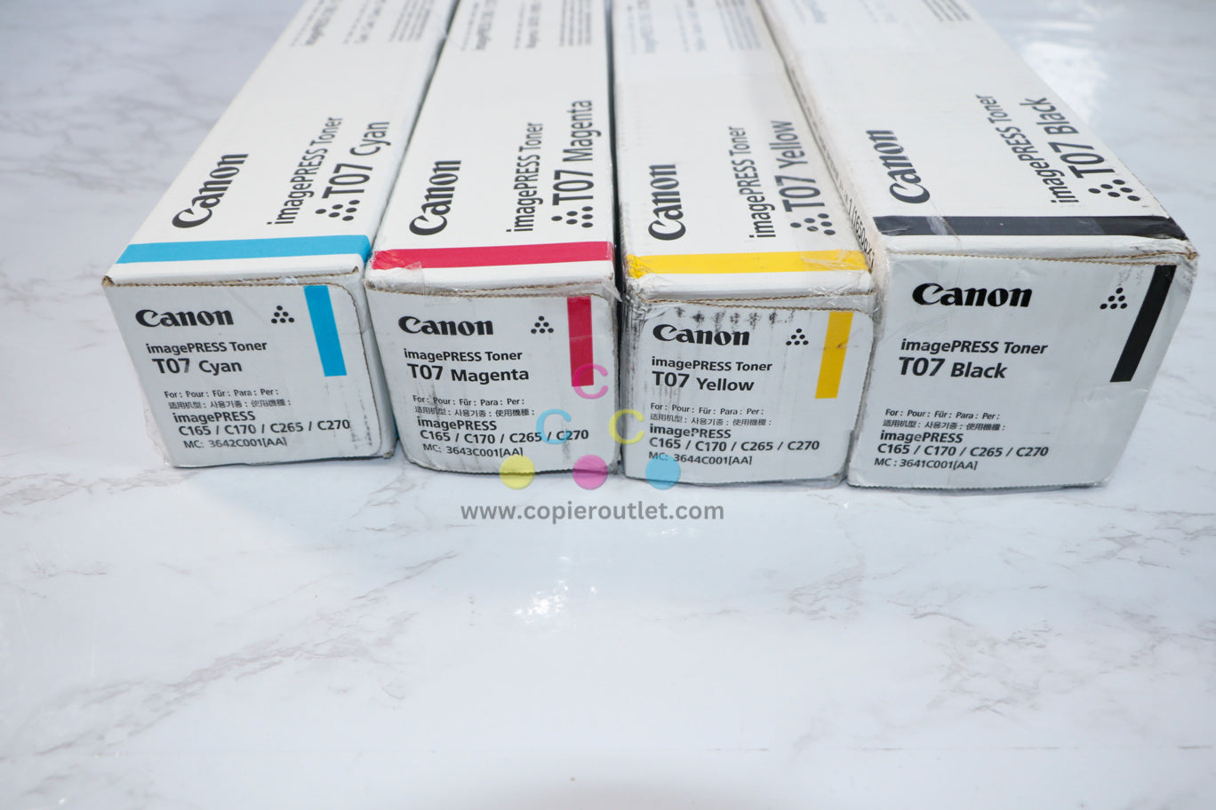 New OEM Canon imagePRESS Lite C165, C170, C265, 270 CMYK Toner Set T07